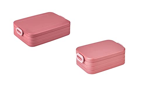 Mepal | Take a Break Duo Pack | Brotdose To Go | Lunchboxen für 2 bis 4 Sandwiches oder 4 bis 8 Brotscheiben | ideal für Meal Prep | Essenbox mit Unterteilung | Vivid mauve von Mepal