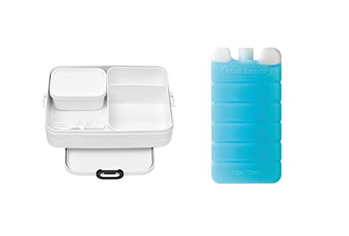 Mepal 2-tlg. Bento-Lunchboxen Cool Down Set Take A Break Large – Brotdose mit Fächern, geeignet für bis zu 8 Butterbrote - Nordic White von Mepal