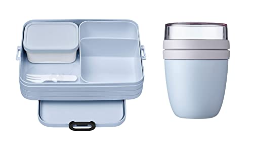 Mepal Take a Break 2-Piece Lunch to Go Set, Large, Lunch Box with Lunch Pot, Practical Cereal Cup, Lunch Box with Compartments, Suitable for up to 8 Slices of Bread, Old Nordic Blue Mepal Take a Break 2-Piece Lunch to Go Set, Large, Lunch Box with Lunch Pot, Practical Cereal Cup, Lunch Box with Compartments, Suitable for up to 8 Slices of Bread, Old Nordic Blue von Mepal