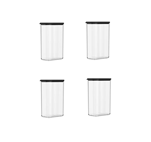 Mepal 4-tlg Vorratsdosen Spar-Set Modula 2000 ml Schwarz/Black Edition Vorratsdose Frischhaltedose - ideal für die Aufbewahrung von trockenen Lebensmitteln von Mepal