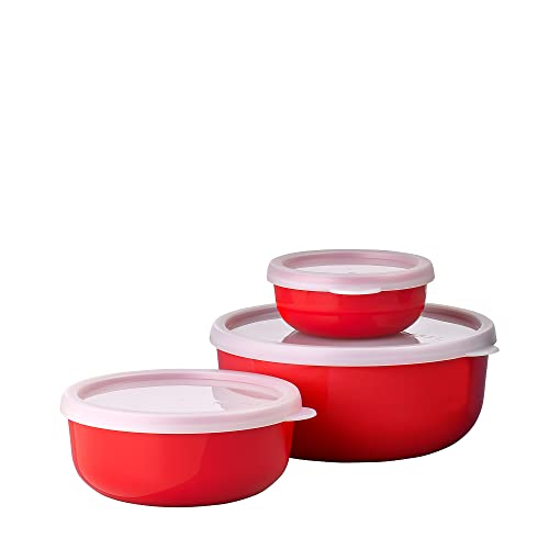 Mepal – Aufbewahrungsbox 3-teiliges Set Lumina – Frischhaltedosen mit Deckel für Kühlschrank, Gefrierschrank, Dampfgarer & Mikrowelle – 250 ml, 750 ml & 1500 ml – Nordic red von Mepal