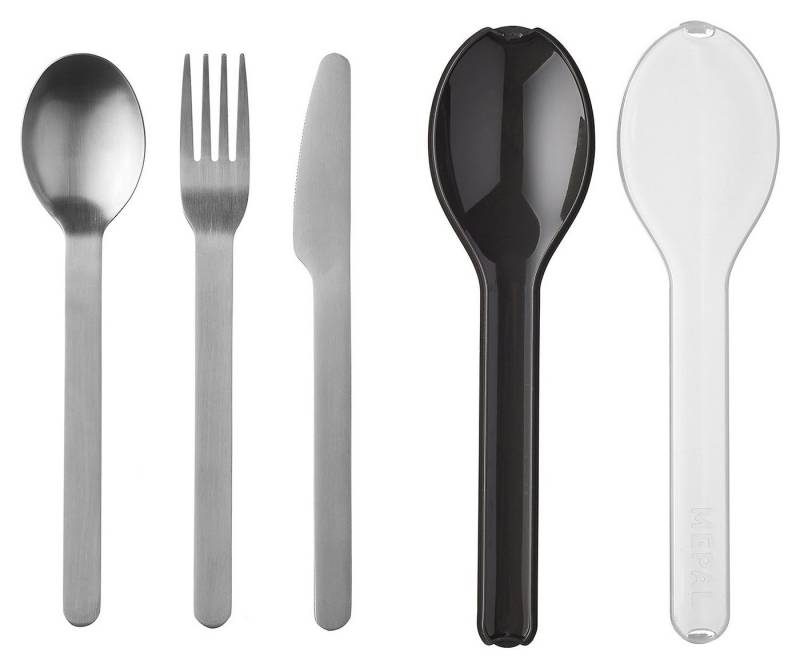 Mepal Aufbewahrungsschüssel Besteck-Set 3 tlg., Grau, B 5 cm, L 19,5 cm, Edelstahl von Mepal