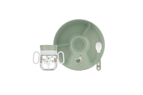 Mepal - Babygeschirr Set Mio Little Dutch - Inklusive auslaufsicherem Trinklernbecher, Kinderteller mit Unterteilung & Lernlöffel - Spülmaschinengeeignet & BPA frei - 3-teilig Set - Little Farm von Mepal