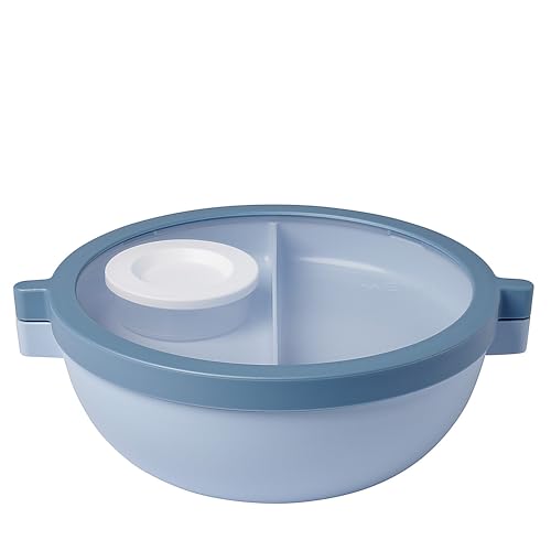 Mepal - Bento-Lunchbowl Vita - Brotdose mit Fächern - Extra Fach mit Deckel, Dressing-Deckel & Tablett - Bentobox - Salatbox to-go - Nordic blue von Mepal