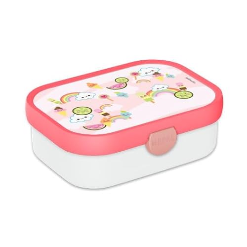 Mepal Bento Lunchbox Campus Regenbogen - Personalisierte Brotdose mit Namen für Kinder - Bento-Fach & Gabel - Meal Prep Box Clip-Verschluss - BPA-frei & Spülmaschinenfest - 750 ml - Süße Regenbogen von Mepal