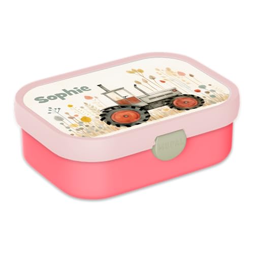 Mepal Bento Lunchbox Campus Traktor - Personalisierte Brotdose mit Namen für Kinder - Bento-Fach & Gabel - Meal Prep Box Clip-Verschluss - BPA-frei & Spülmaschinenfest - 750 ml - Lieber Traktor von Mepal