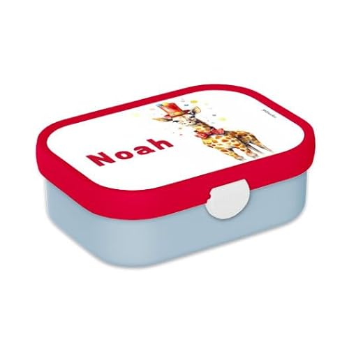 Mepal Bento Lunchbox Campus Zirkus - Personalisierte Brotdose mit Namen für Kinder - Bento-Fach & Gabel - Meal Prep Box Clip-Verschluss - BPA-frei & Spülmaschinenfest - 750 ml - Zirkusgiraffe von Mepal