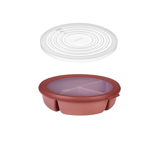 Mepal – Bento-Schüssel Starter-Set inkl. Mikrowellendeckel, Multischale mit 3 Fächern, rund Cirqula – Frischhaltedose luftdicht – Meal-Prep-Boxen & Vorratsdosen – Vivid mauve von Mepal