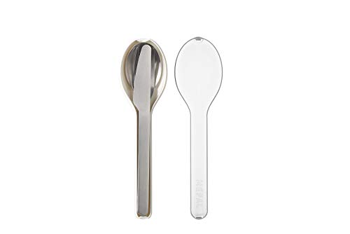 Mepal - Besteck 3-teiliges Set Ellipse - Besteck-Set für unterwegs - Besteht aus einem Messer, Gabel & Löffel - Besteck-Set mit Reiseetui - Edelstahl - White von Mepal