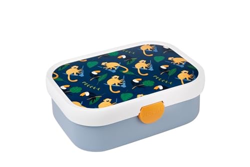 Mepal - Lunchbox Campus - Bento Lunchbox für Kinder - Brotdose mit Bento-Fach & Gabel - Meal Prep Box mit Clip-Verschluss - BPA-frei & Spülmaschinenfest - 750 ml - Jungle von Mepal