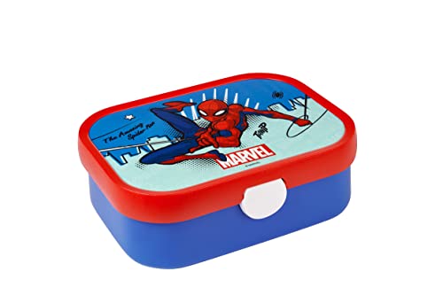 Mepal - Lunchbox Campus - Bento Lunchbox für Kinder - Brotdose mit Bento-Fach & Gabel - Meal Prep Box mit Clip-Verschluss - BPA-frei & Spülmaschinenfest - 750 ml - Spiderman von Mepal