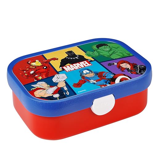 Mepal Brotdose Kinder - Bento Box Kinder - Brotdose Kinder mit Fächern & Gabel - Meal Prep Box mit Clip-Verschluss - BPA-frei & Spülmaschinenfest - 750 ml - Avengers von Mepal