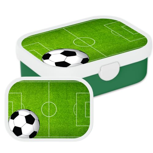 Mepal Brotdose für Kinder - Bento Lunchbox - Fußball - Jausenbox mit Bento-Fach & Gabel - Meal Prep Box Clip-Verschluss - BPA-frei & Spülmaschinenfest - 750 ml - Fußballplatz von Mepal