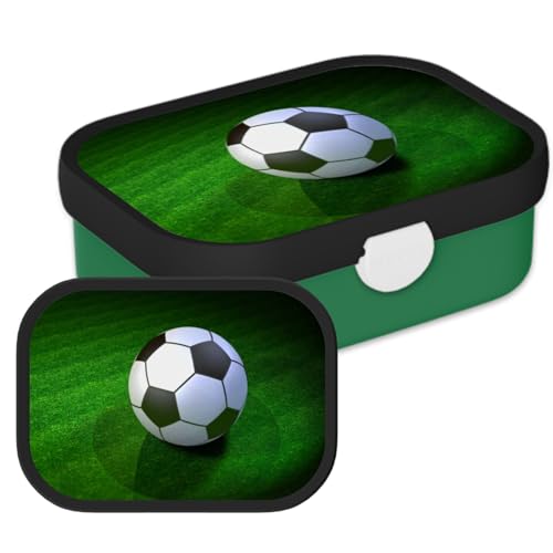 Mepal Brotdose für Kinder - Bento Lunchbox - Fußball - Jausenbox mit Bento-Fach & Gabel - Meal Prep Box Clip-Verschluss - BPA-frei & Spülmaschinenfest - 750 ml - Real Football von Mepal