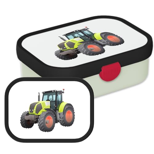 Mepal Brotdose für Kinder - Bento Lunchbox - Traktor - Jausenbox mit Bento-Fach & Gabel - Meal Prep Box Clip-Verschluss - BPA-frei & Spülmaschinenfest - 750 ml - Grün von Mepal