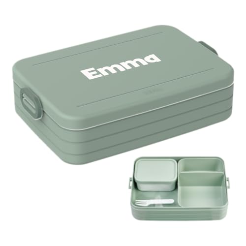 Mepal Brotdose mit Namen To Go - Personalisierte Bento Lunchbox- Für 4 Sandwiches oder 8 Brotscheiben - Brotbox Erwachsene - BPA-frei & Spülmaschinenfest - 1500 ml - Large - Nordic sage von Mepal