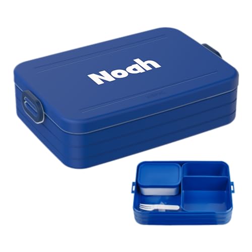 Mepal Brotdose mit Namen To Go - Personalisierte Bento Lunchbox - Für 4 Sandwiches oder 8 Brotscheiben - Brotbox Erwachsene - BPA-frei & Spülmaschinenfest - 1500 ml - Large - Vivid blue von Mepal