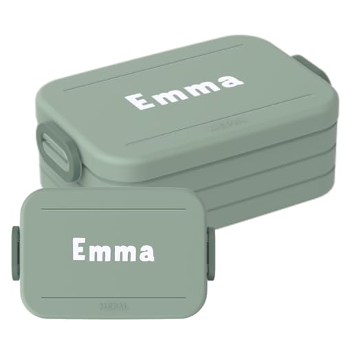 Mepal Brotdose mit Namen To Go - Personalisierte Lunchbox - Geeignet für bis zu 4 Butterbrote - Brotbox Erwachsene - BPA-frei & Spülmaschinenfest - 900 ml - Midi - Nordic sage von Mepal