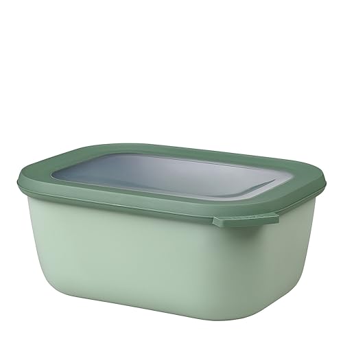 Mepal - Multi Bowl Cirqula Rectangular - Vorratsdose mit Deckel - Geeignet als Luftdichte Aufbewahrungsbox für den Kühlschrank, Mikrowellengeschirr & als Frischhaltedosen - 1500 ml - Nordic Sage von Mepal