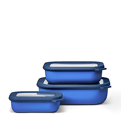 Set Multischüssel Cirqula rechteckig flach 3-teilig (500+1000+2000 ml) - Vivid blue von Mepal