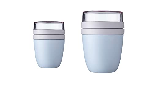 Mepal - Lunchpot Ellipse Duo Pack - Praktischer Müslibecher, Joghurtbecher, To Go Becher - Geeignet für Tiefkühler, Mikrowelle & Spülmachine - 300 & 500 ml - Old Nordic Blue von Mepal