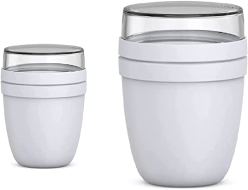 Mepal - Lunchpot Ellipse Duo Pack – Cool Grey – Mini + Large – praktischer Müslibecher, Joghurtbecher, To go Becher – Geeignet für Tiefkühler, Mikrowelle und Spülmaschine von Mepal