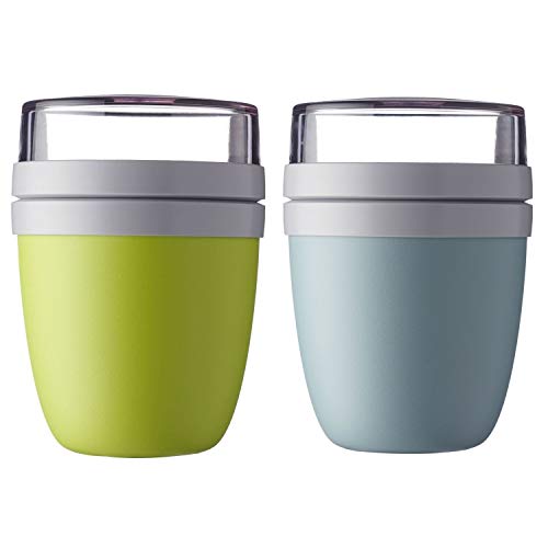 Mepal - Lunchpot Ellipse Mixed - Nordic Green + Lemon Lime – 500 ml praktischer Reisebecher, Joghurtbecher, To go Becher – Geeignet für Tiefkühler, Mikrowelle und Spülmaschine, 700 ml von Mepal