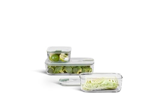 Mepal – Frischhaltedosen Glas set 3-teilig EasyClip – Schüssel mit Deckel & Klickverschluss – Geeignet für Mikrowelle, Dampfgarer, Kühl- und Gefrierschrank – 2 x 1000 ml + 2250 ml – Nordic sage von Mepal