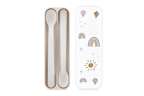 Mepal - Fütterlöffel Mio - Babylöffel - Kleinkind Fütterlöffel - Spülmaschinengeeignet & BPA frei - 2er Set - Sunshine & Rainbow von Mepal