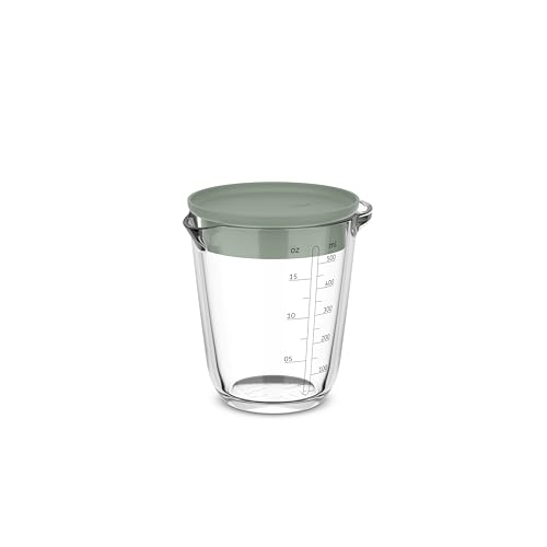 Mepal - Glas Messbecher mit Deckel Chef it - Leicht ablesbare, eingravierte Skala - Mikrowellen- & Backofengeeignet (ohne Deckel) - Hochwertiges Glas - Spülmaschinengeeignet - 500 ml - Nordic sage von Mepal