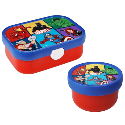 Mepal | Kinder Obst- und Bento Box | Campus meets Fruits | Spülmaschinenfest & BPA-frei | 300 & 750 ml | Mit Fächern, Gabel & Clip-Verschluss | Perfekt für Snacks & Mahlzeiten | Avengers von Mepal