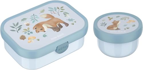 Mepal | Kinder Obst- und Bento Box | Campus meets Fruits | Spülmaschinenfest & BPA-frei | 300 & 750 ml | Mit Fächern, Gabel & Clip-Verschluss | Perfekt für Snacks & Mahlzeiten | Forest Friends von Mepal