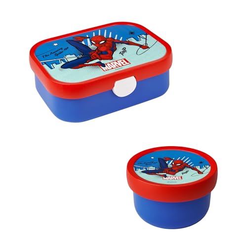Mepal | Kinder Obst- und Bento Box | Campus meets Fruits | Spülmaschinenfest & BPA-frei | 300 & 750 ml | Mit Fächern, Gabel & Clip-Verschluss | Perfekt für Snacks & Mahlzeiten | Spiderman von Mepal