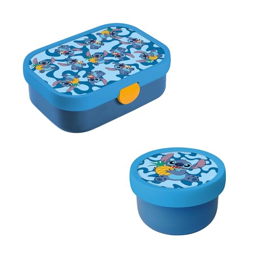 Mepal | Kinder Obst- und Bento Box | Campus meets Fruits | Spülmaschinenfest & BPA-frei | 300 & 750 ml | Mit Fächern, Gabel & Clip-Verschluss | Perfekt für Snacks & Mahlzeiten | Stitch von Mepal