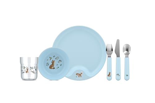 Mepal - Kindergeschirr Set Mio Little Dutch - Kinder Geschirr - Inklusive Kinderglas, Kinderteller, Kinderschale und Kinderbesteck - Spülmaschinengeeignet & BPA frei - 6-teilig Set - Forest Friends von Mepal