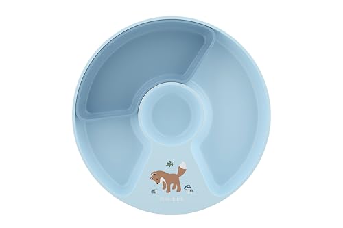 Mepal - Kinderteller mit Unterteilung Mio Little Dutch - Hohe Kanten/Ecken für Schöpfen - Anti-Rutsch-Boden - Mit Fach zur Unterteilung in 2, 3 oder 4 Teile - Mikrowellengeeignet - Forest Friends von Mepal