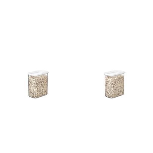 Mepal - Lebensmittelbehälter Rechteckige Modula - Transparente Vorratsbox mit Deckel - Küchenorganizer & Aufbewahrungsbox aus Kunststoff - Stapelbar & Luftdicht - 1500 ml - White (Packung mit 2) von Mepal
