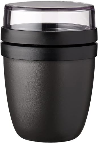 Mepal - Lunchpot Ellipse - Nordic Black – 500 ml praktischer Müslibecher, Joghurtbecher, To go Becher – Geeignet für Tiefkühler, Mikrowelle und Spülmaschine, 700 ml von Mepal