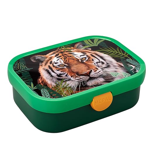 Mepal Brotdose Kinder - Bento Box Kinder - Brotdose Kinder mit Fächern & Gabel - Meal Prep Box mit Clip-Verschluss - BPA-frei & Spülmaschinenfest - 750 ml - Wild Tiger von Mepal