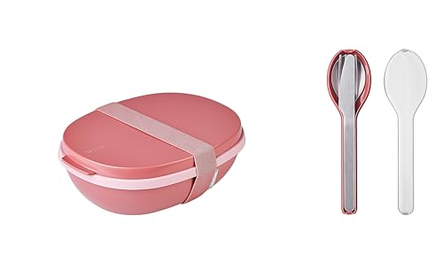 Mepal - Lunchbox Ellipse Duo to go Set - Meal Prep Box für Erwachsene & Salatbox zum Mitnehmen - Brotdose für ein gesundes Mittagessen - Ideal für Sandwiches & Salate - 825 ml + 600 ml - Vivid Mauve von Mepal