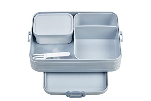 Mepal Bento Brotdose Large Take A Break - Brotdose mit Bento Box - Für 2 Sandwiches oder 4 Brotscheiben - Lunchbox für kleine Snacks & Reste - Brotdose Erwachsene Essenbox mit Fächern - Nordic blue von Mepal