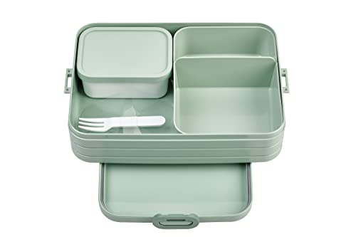 Mepal Bento Brotdose Large Take A Break - Brotdose mit Bento Box - Für 2 Sandwiches oder 4 Brotscheiben - Lunchbox für kleine Snacks & Reste - Brotdose Erwachsene Essenbox mit Fächern - Nordic sage von Mepal