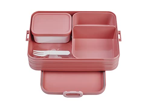 Mepal Brotdose Large - Brotdose mit Bento Box - Für 4 Sandwiches oder 8 Brotscheiben - Lunchbox für kleine Snacks & Reste - Brotdose Erwachsene - Essenbox mit Fächern - Vivid mauve von Mepal