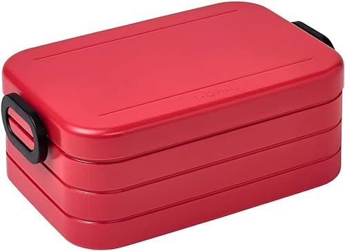 Mepal Brotdose Midi – Brotdose To Go - Lunchbox für 2 Sandwiches oder 4 Brotscheiben - Meal Prep Box - Brotdose Erwachsene - Essenbox mit Unterteilung - Nordic red von Mepal