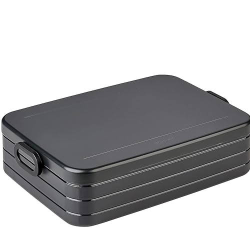 Mepal Brotdose Large – Brotdose To Go - Lunchbox für 4 Sandwiches oder 8 Brotscheiben - Meal Prep Box - Brotdose Erwachsene - Essenbox mit Unterteilung - Nordic black von Mepal