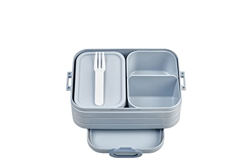 Mepal Bento Brotdose Midi Take A Break - Brotdose mit Bento Box - Für 2 Sandwiches oder 4 Brotscheiben - Lunchbox für kleine Snacks & Reste - Brotdose Erwachsene Essenbox mit Fächern - Nordic Blue von Mepal