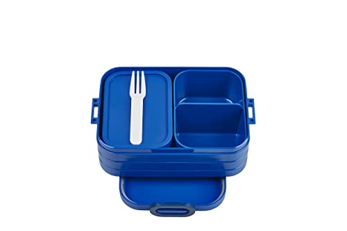 Mepal Brotdose Midi - Brotdose mit Bento Box - Für 2 Sandwiches oder 4 Brotscheiben - Lunchbox für kleine Snacks & Reste - Brotdose Erwachsene - Essenbox mit Fächern - Vivid blue von Mepal