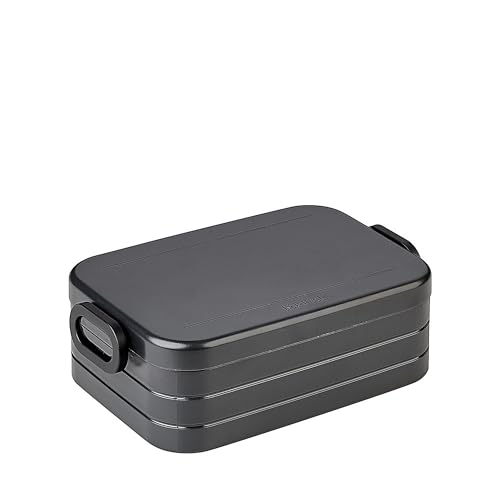 Mepal Brotdose Midi – Brotdose To Go - Lunchbox für 2 Sandwiches oder 4 Brotscheiben - Meal Prep Box - Brotdose Erwachsene - Essenbox mit Unterteilung - Nordic black von Mepal
