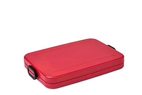 Mepal Lunchbox Take a Break flat – Nordic red – 900 ml Inhalt – Brotdose für die Laptoptasche – für bis zu 4 Butterbrote – spülmaschinenfest, ABS, 800 ml von Mepal