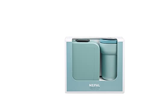 Mepal - Geschenkset Lunch - Lunch Set mit Lunchbox & Kaffeebecher To Go - Lunchbox Take a Break & Reisebecher Ellipse - 900 ml & 275 ml - Nordic Green von Mepal